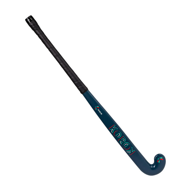 Stick de hockey enfant débutant occasionnel bois FH100 bleu rouge