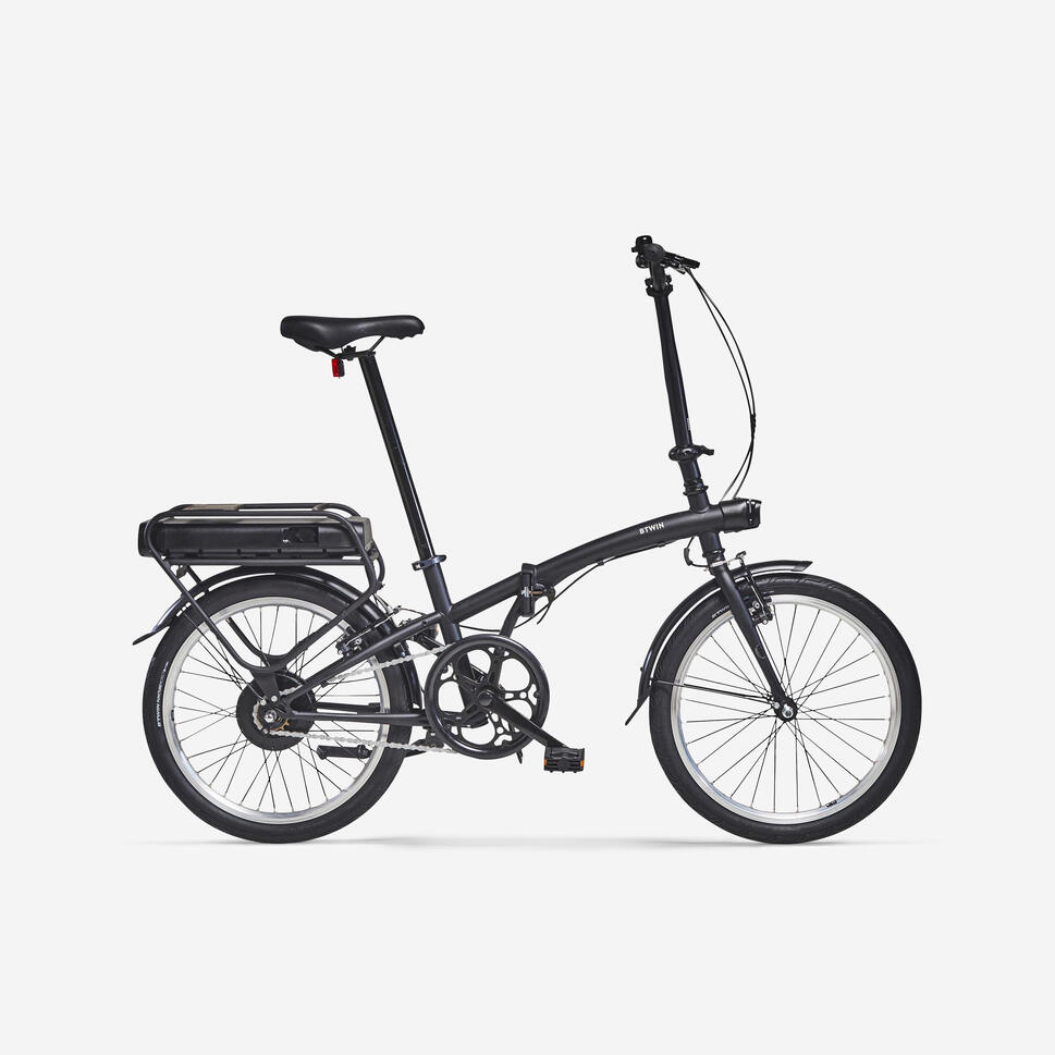 Bici pieghevole elettrica a pedalata assistita E FOLD 100 nera BTWIN DECATHLON