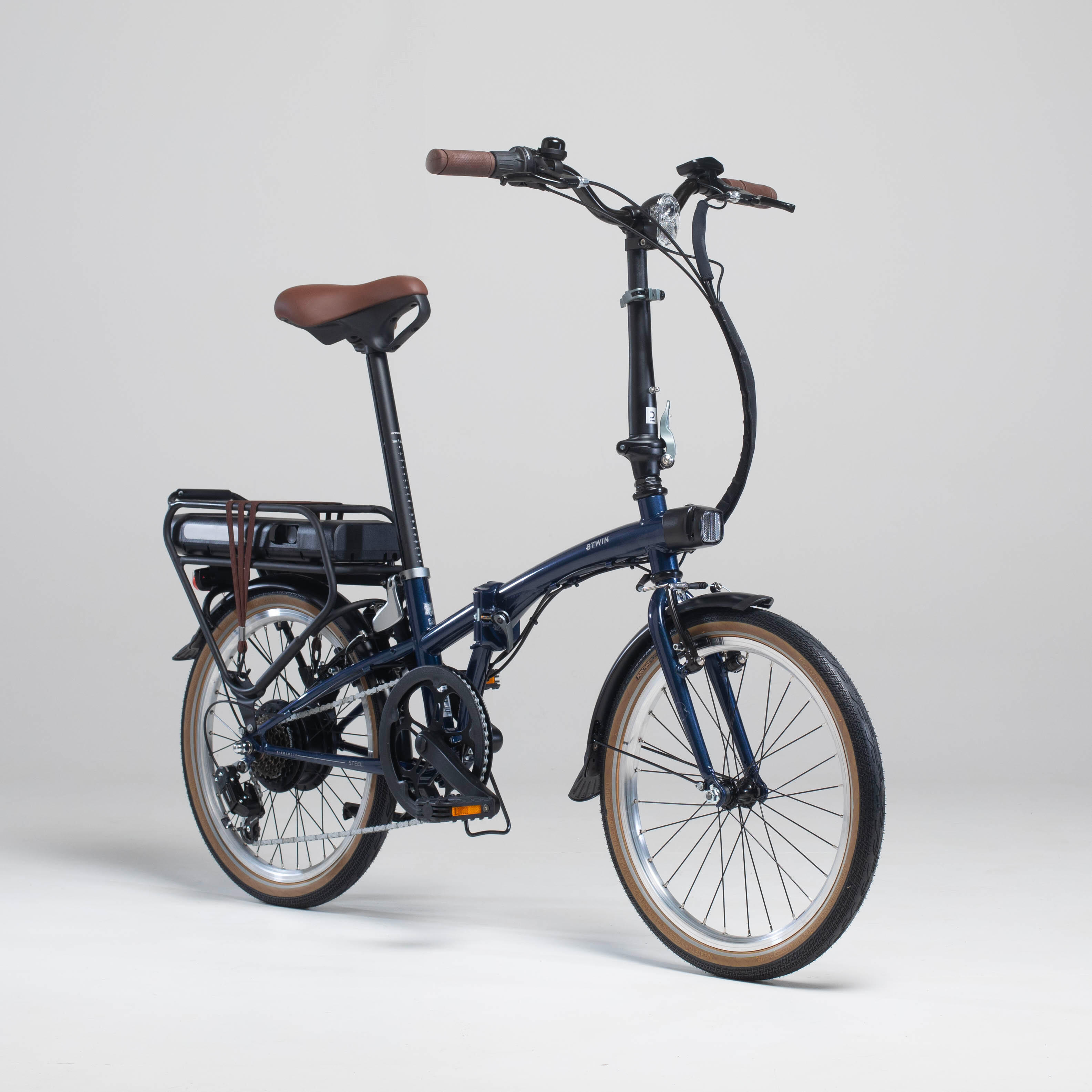 Electric Folding Bike E Fold 500 Blue BTWIN Decathlon