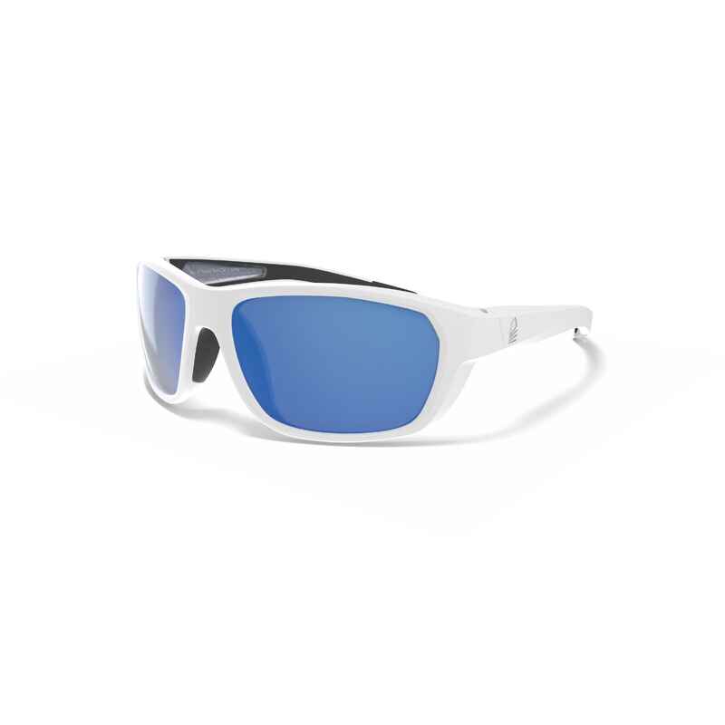 Adults' sailing floating sunglasses with polarised lenses size S - white blue