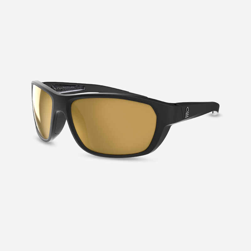 Sonnenbrille Segeln Damen/Herren polarisierend schwimmfähig 500 S Decathlon Grösse - schwarz/gold