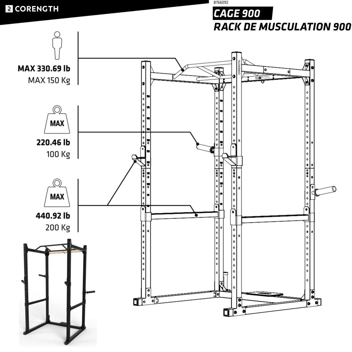 Rack musculation cage 900 2023 corength notice réparation