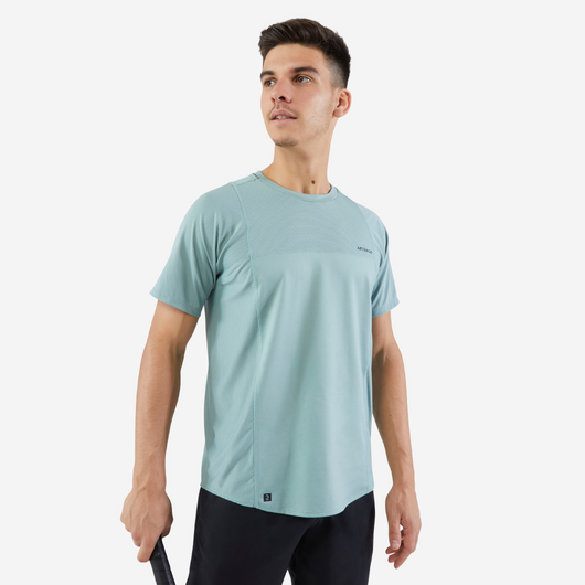 T-shirt tennis manches courtes homme - artengo dry vert de gris gaël monfils
