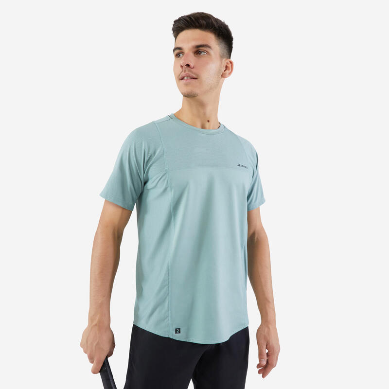 Erkek Kısa Kollu Tenis Tişörtü - Bakır Yeşili - Dry - Gaël Monfils