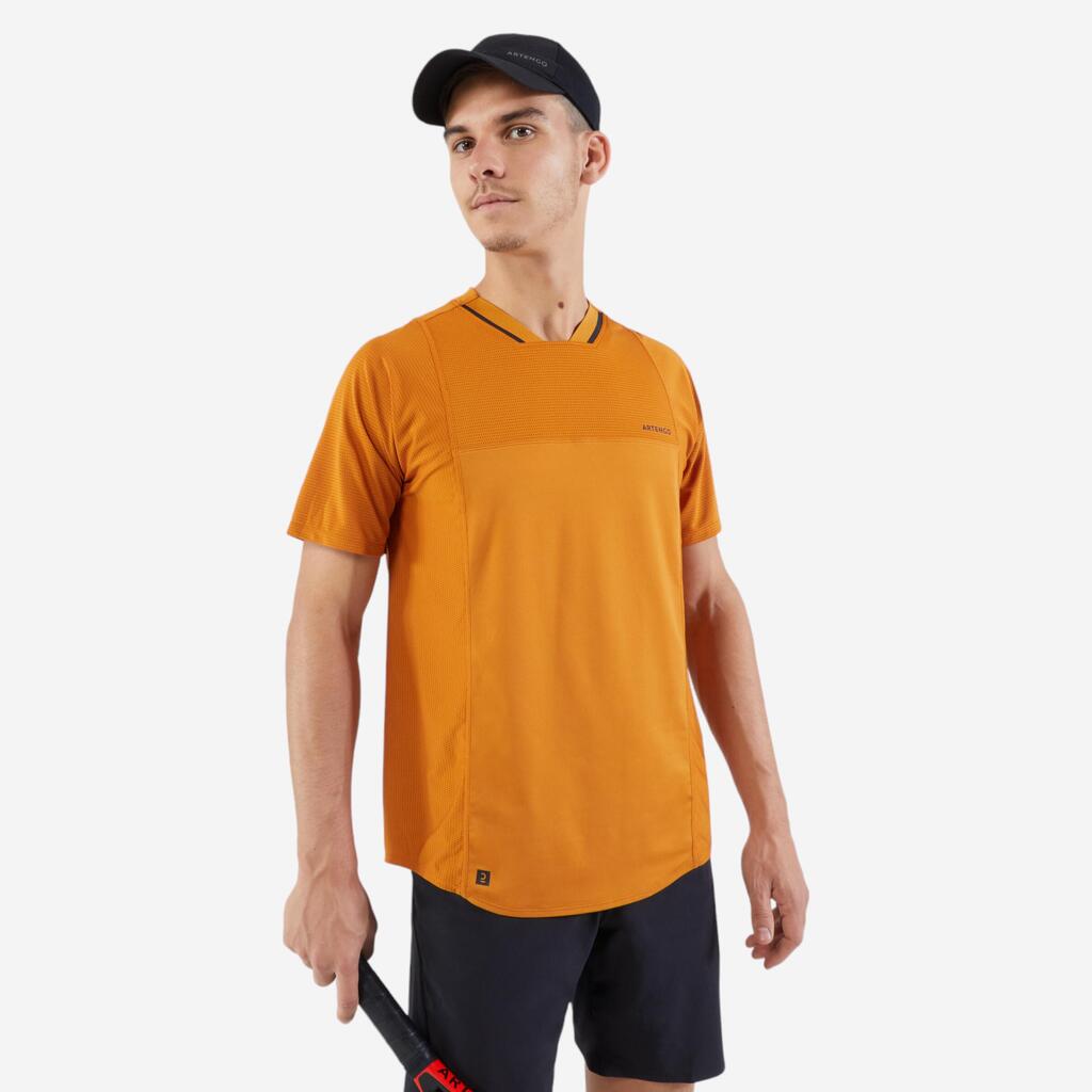 Men's Short-Sleeved Tennis T-Shirt DRY VN - Ochre/Black