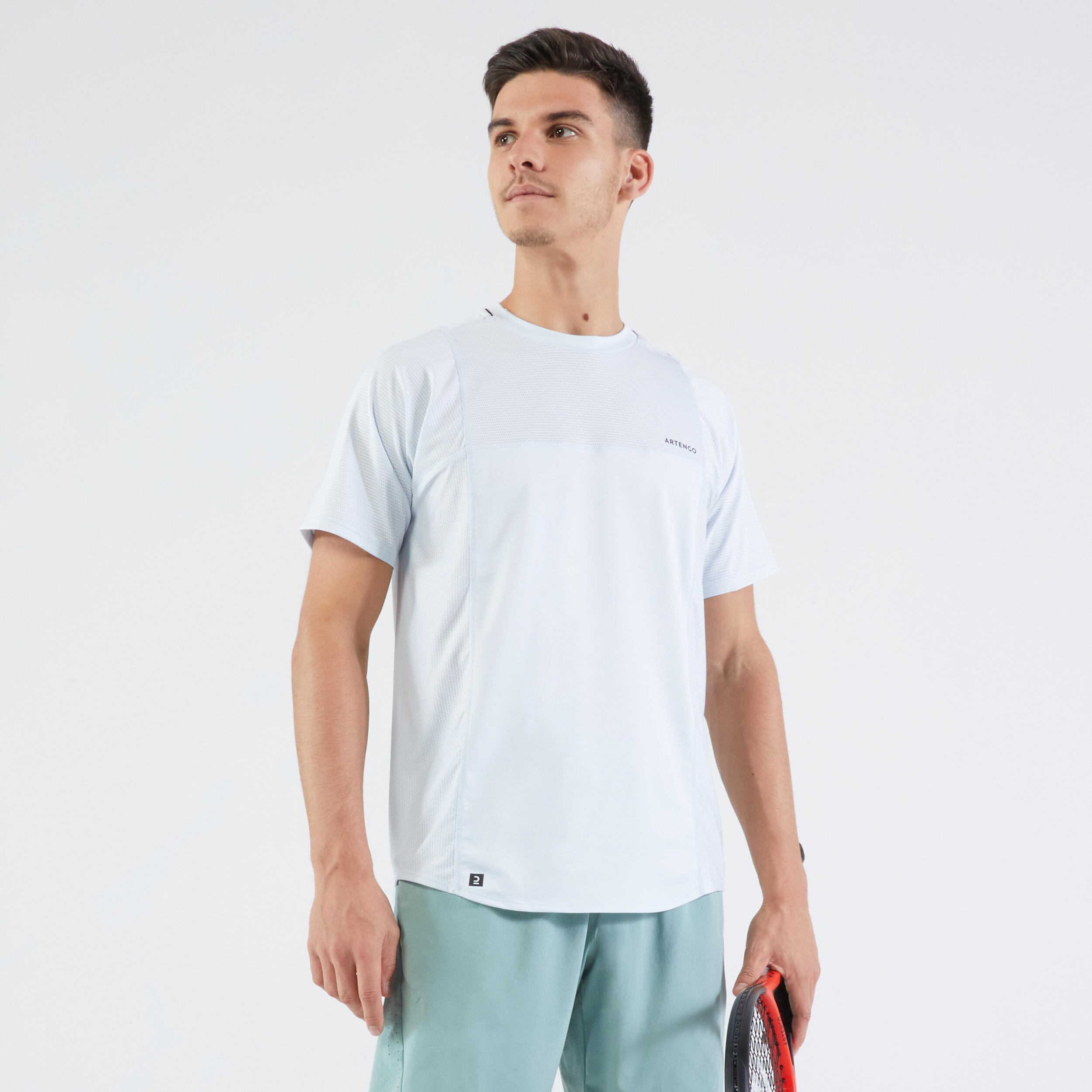 ARTENGO Men's Short-Sleeved Tennis T-Shirt Dry - Grey Gaël Monfils