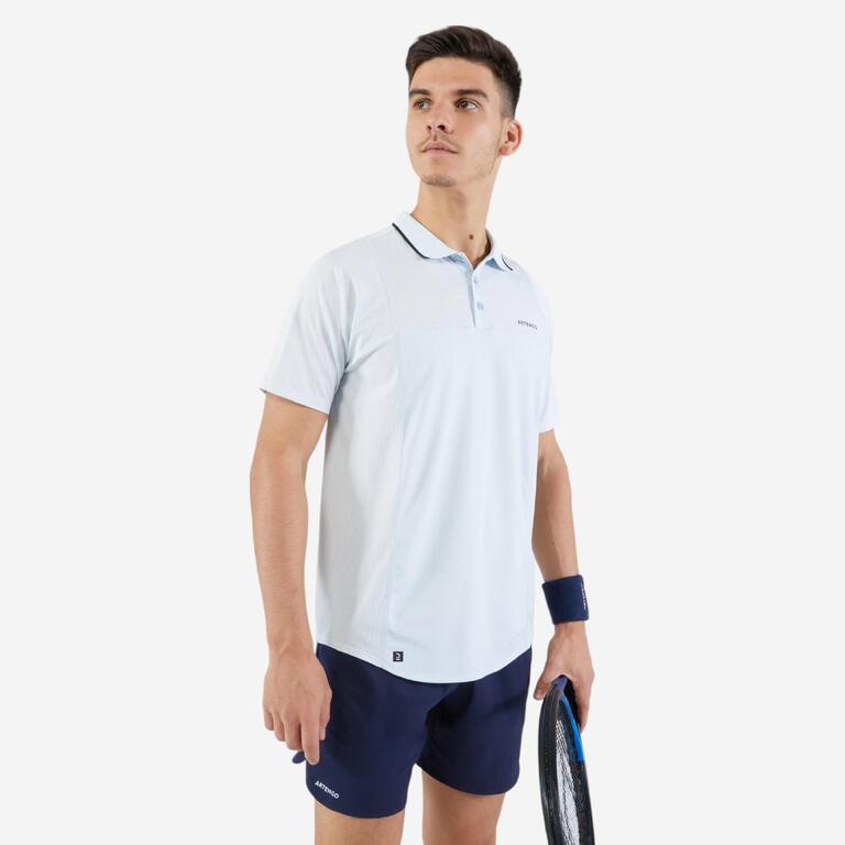 Men's Short-Sleeved Tennis Polo Dry - Light Grey/Black