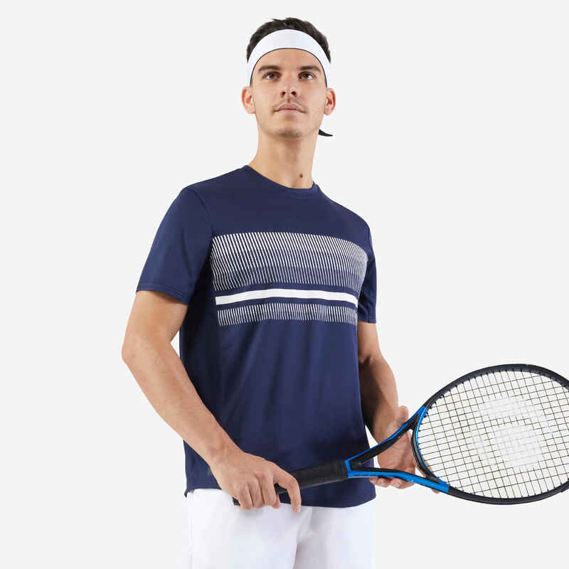 Men's Short-Sleeved Tennis T-Shirt Essential - Navy Men's Short-Sleeved Tennis T-Shirt Essential - Navy