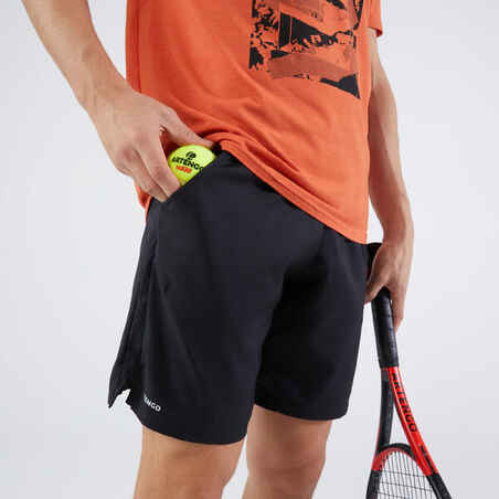 Pantaloneta corta para jugar tenis de Hombre  -Artengo Tsh500 negro