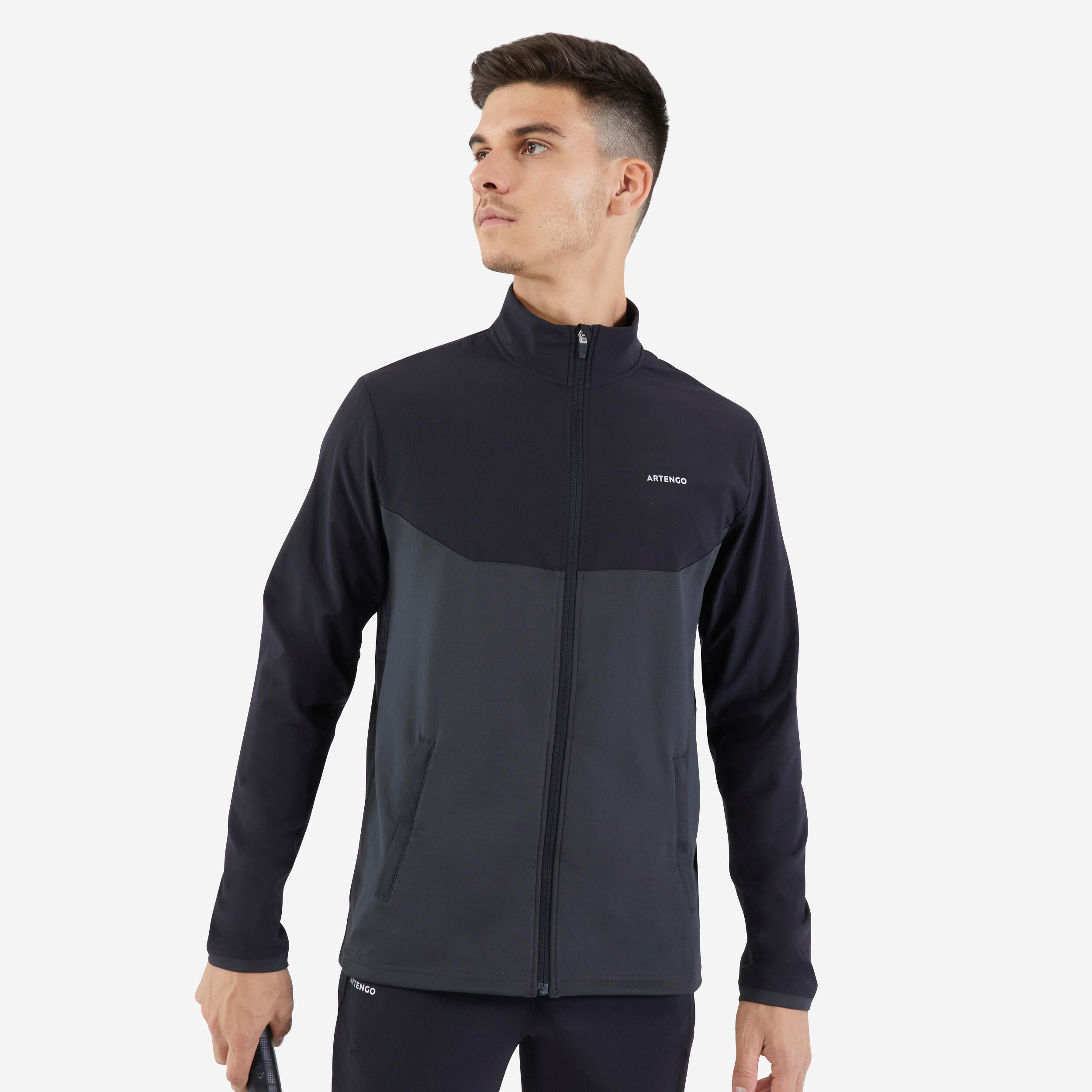 Men's Tennis Jacket - Essential Black/Grey - black - Artengo - Decathlon