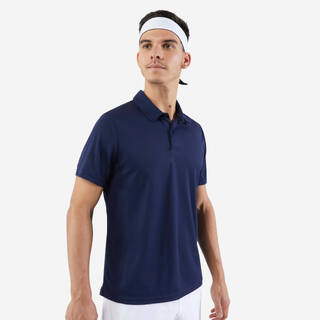 Men Tennis Short Sleeved Polo Shirt Dry 100 Navy Blue
