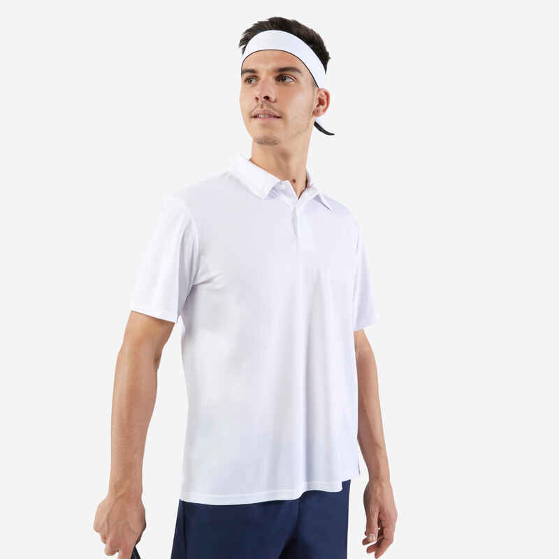 Ανδρικό κοντομάνικο μπλουζάκι πόλο για τένις Essential - Λευκό