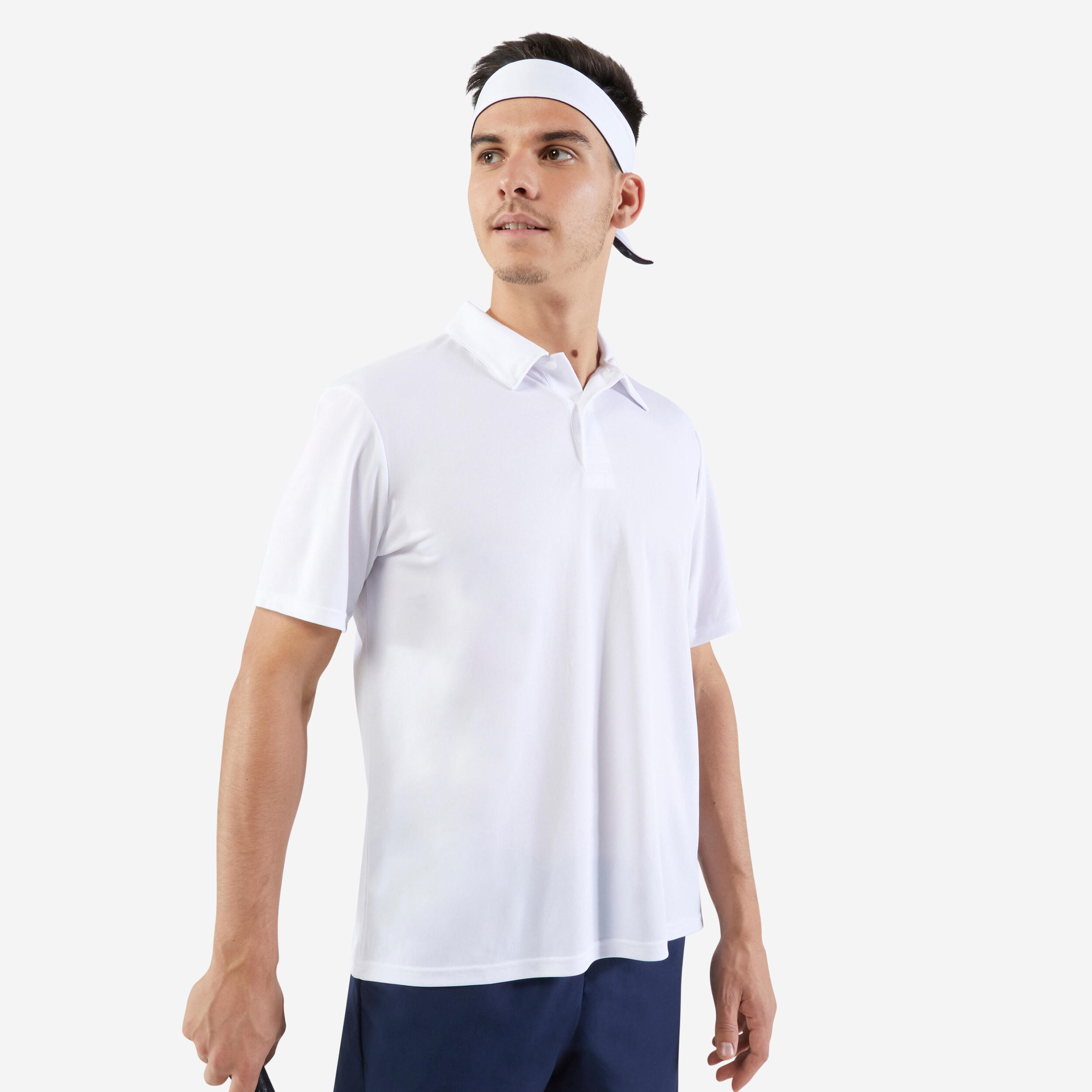 Men's short-sleeved tennis polo - Essential white