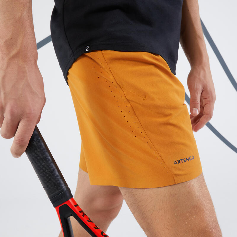 Tennisshort voor heren Dry oker