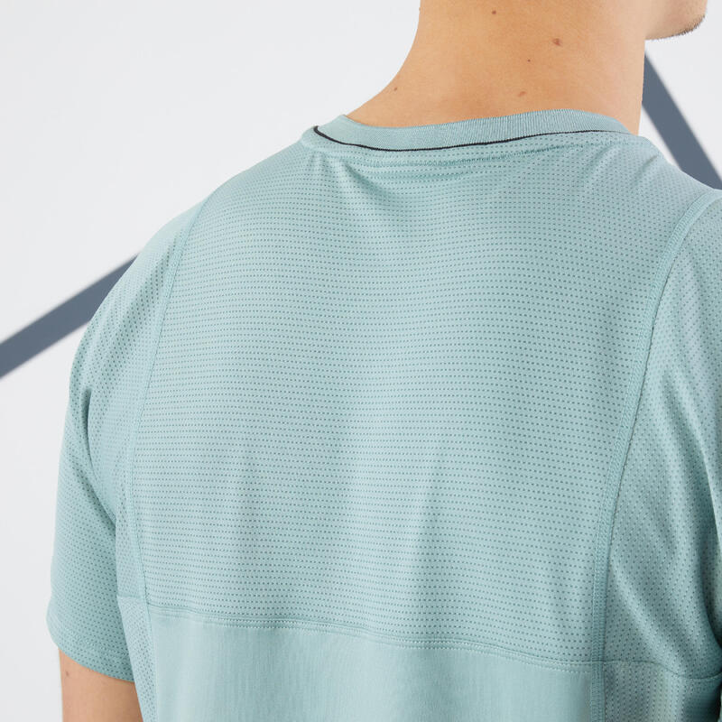 T-shirt tennis manches courtes homme - Artengo DRY vert de gris Gaël Monfils