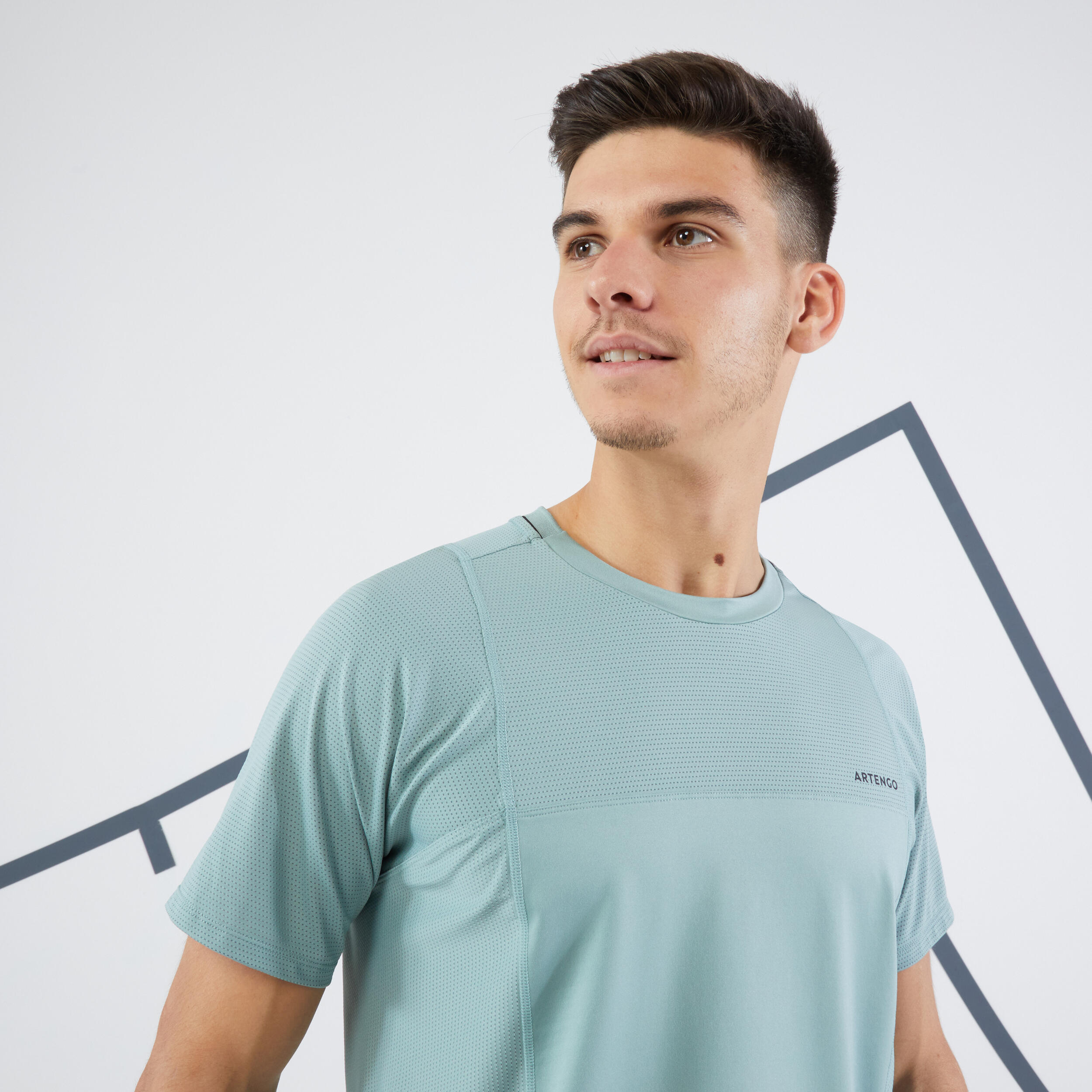 Men's Tennis Short-Sleeved T-Shirt Dry RN - Green-Grey 3/5