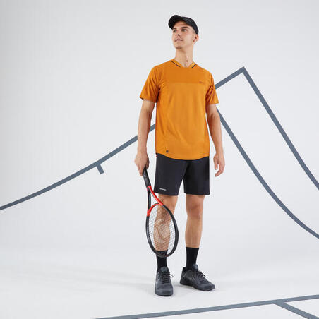 T-shirt tennis manches courtes Homme - ARTENGO DRY VN Ocre Noir