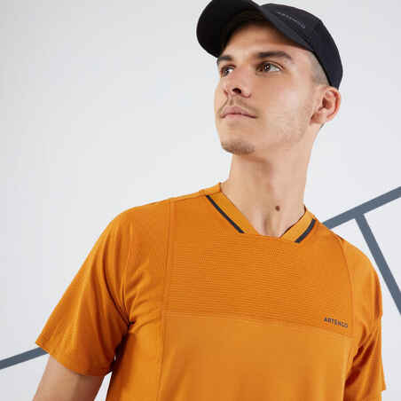 Men's Short-Sleeved Tennis T-Shirt DRY VN - Ochre/Black
