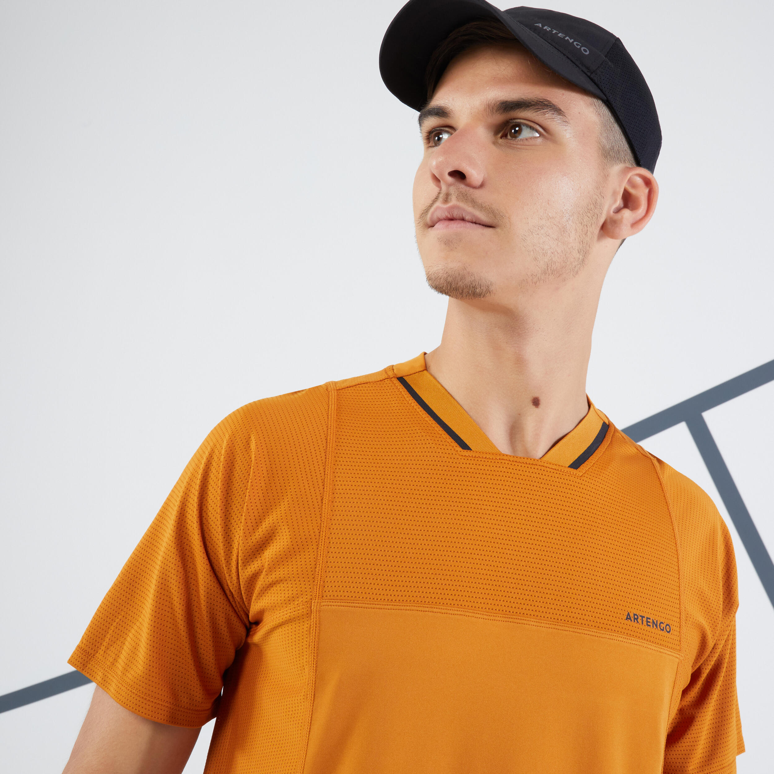 Men's Short-Sleeved Tennis T-Shirt DRY VN - Ochre/Black 4/5