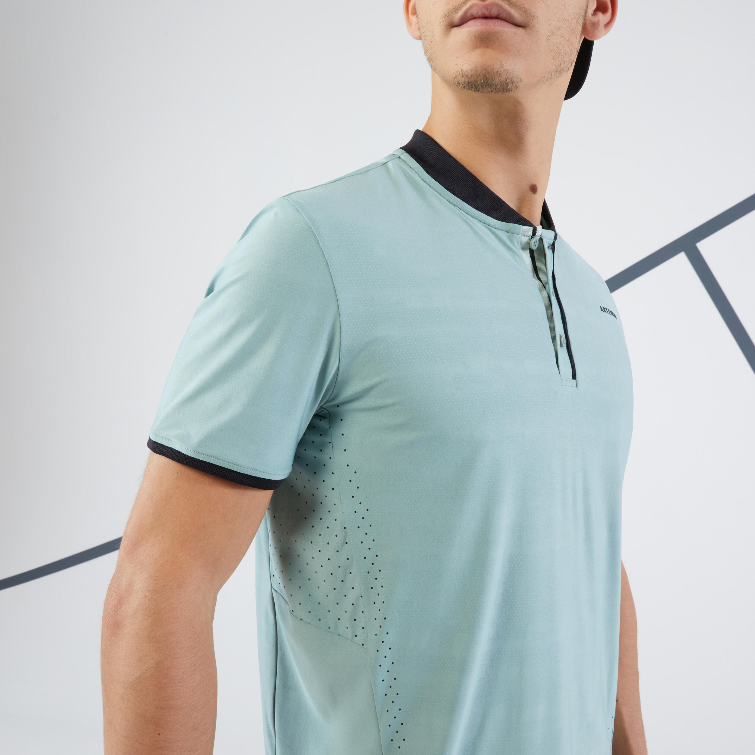 Men's Short-Sleeved Tennis T-Shirt DRY+ - Greyish Green 2/5