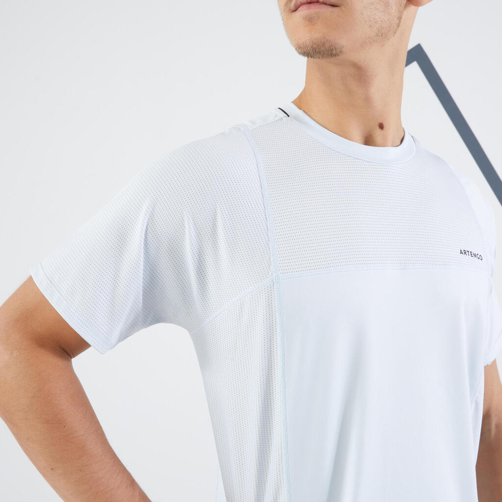 Pánske tenisové tričko s krátkym rukávom Dry Gaël Monfils sivo-zelené