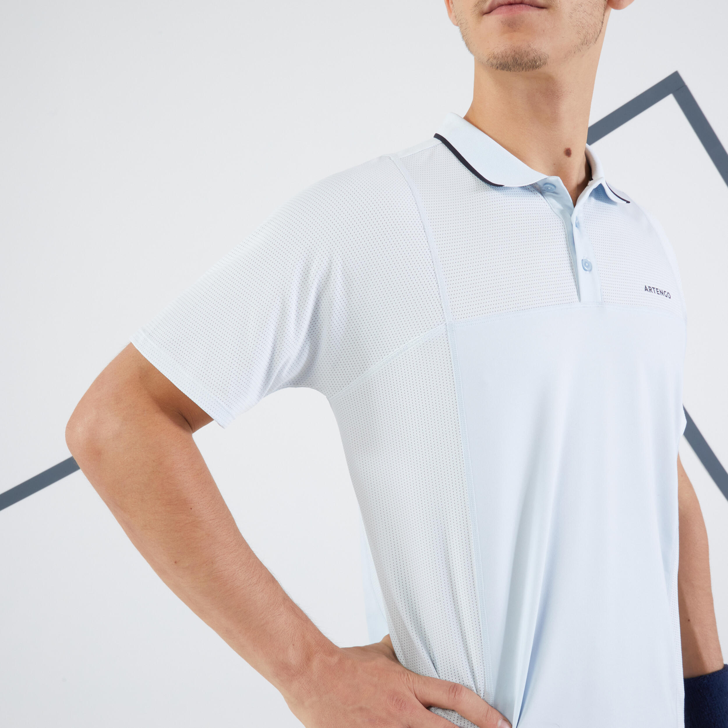 Men's Short-Sleeved Tennis Polo Dry - Light Grey/Black 4/6
