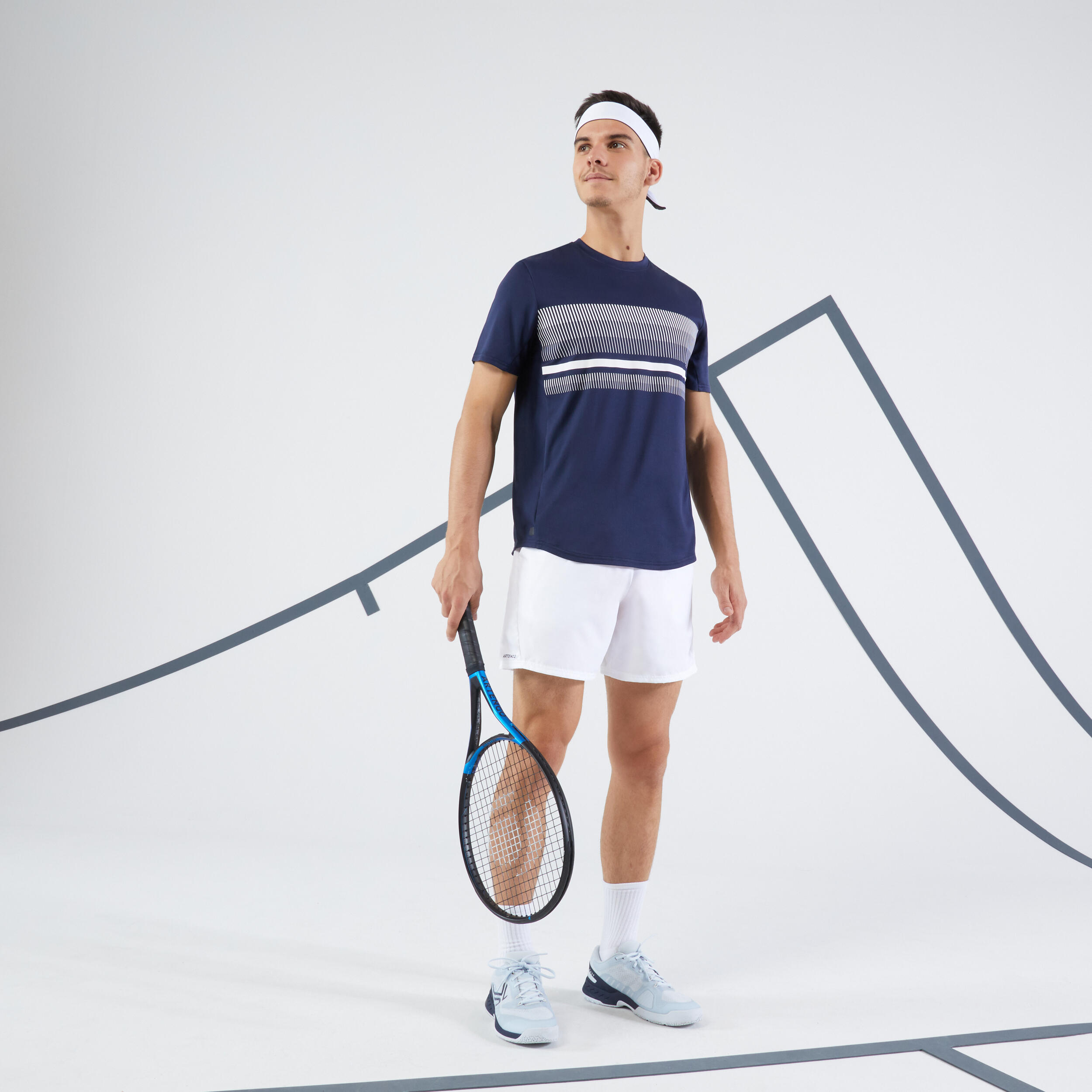 Men's Tennis T-Shirt Essential - TTS 100 Navy - ARTENGO