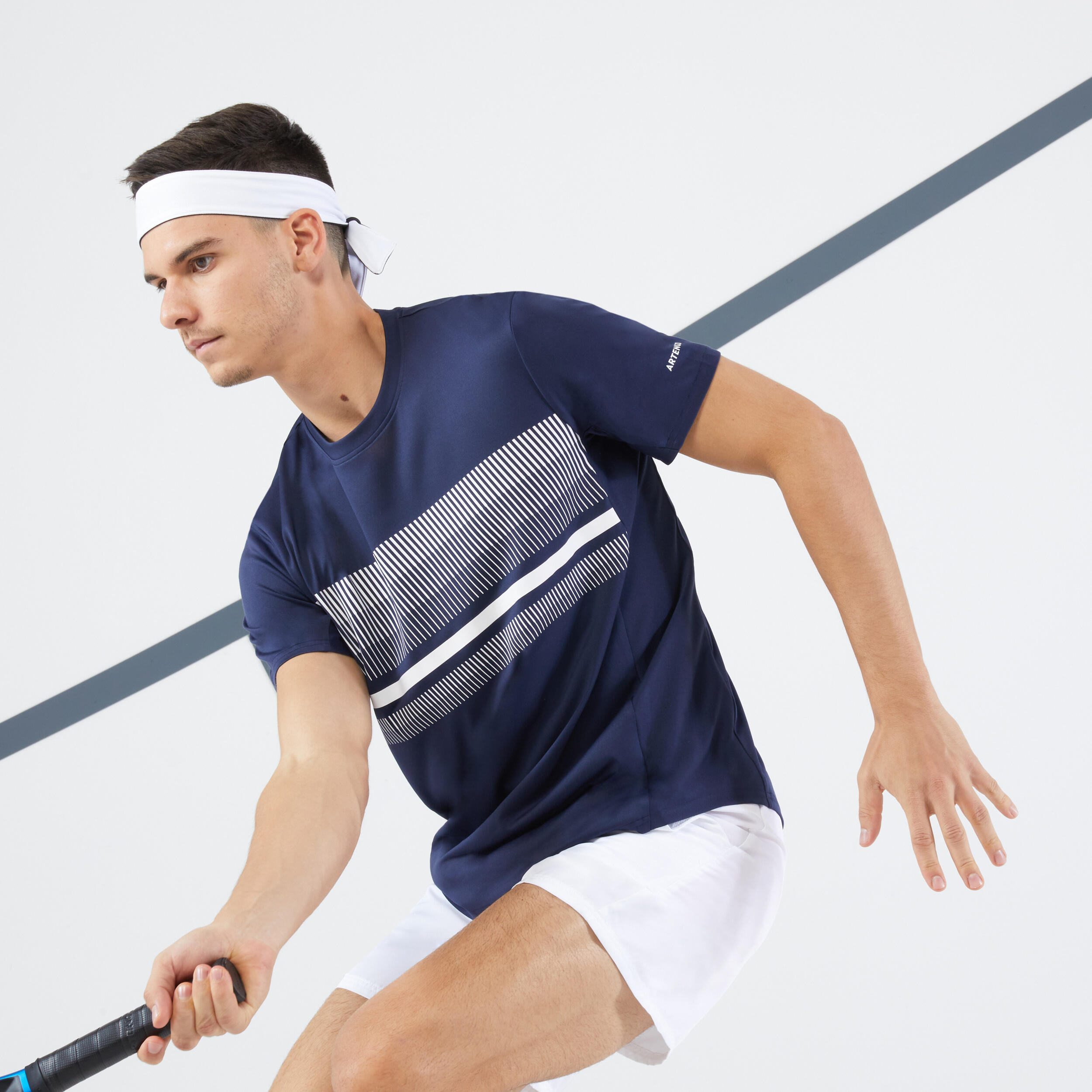 T-shirt de tennis homme - TTS 100 Essential bleu - ARTENGO