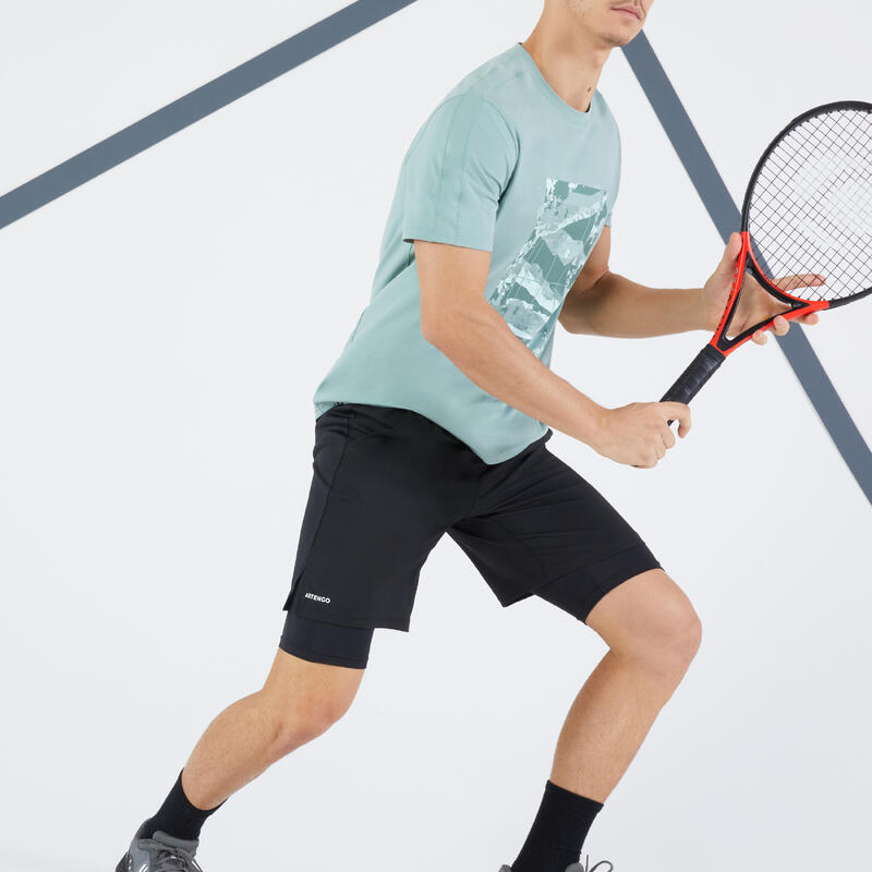 Tennisshirt voor heren Soft lichtgrijs