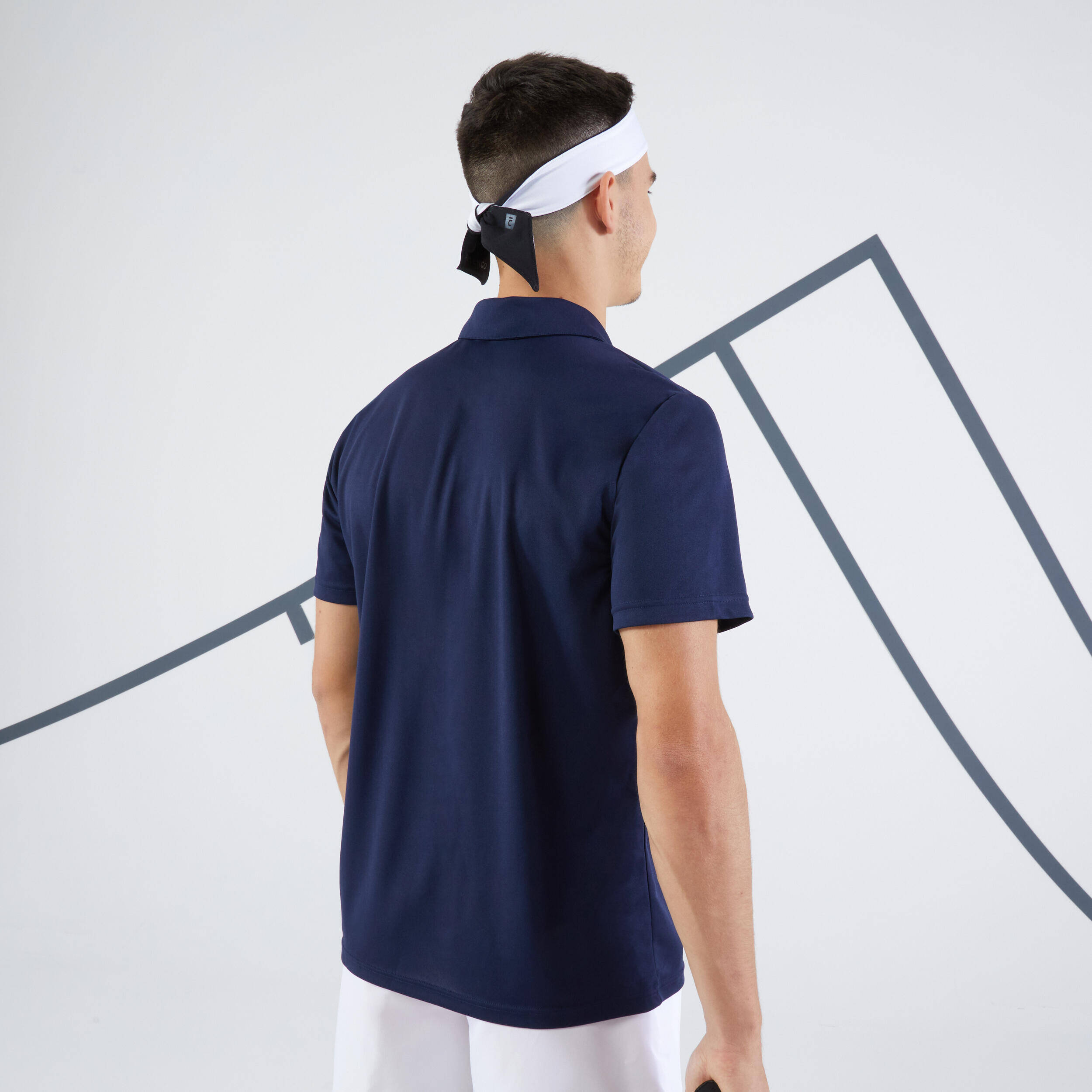 Men Tennis Short Sleeved Polo Shirt Dry 100 Navy Blue -  2