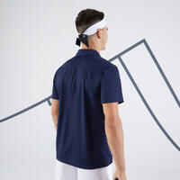 חולצת פולו קצרה לטניס, דגם Essential לגברים - כחול כהה