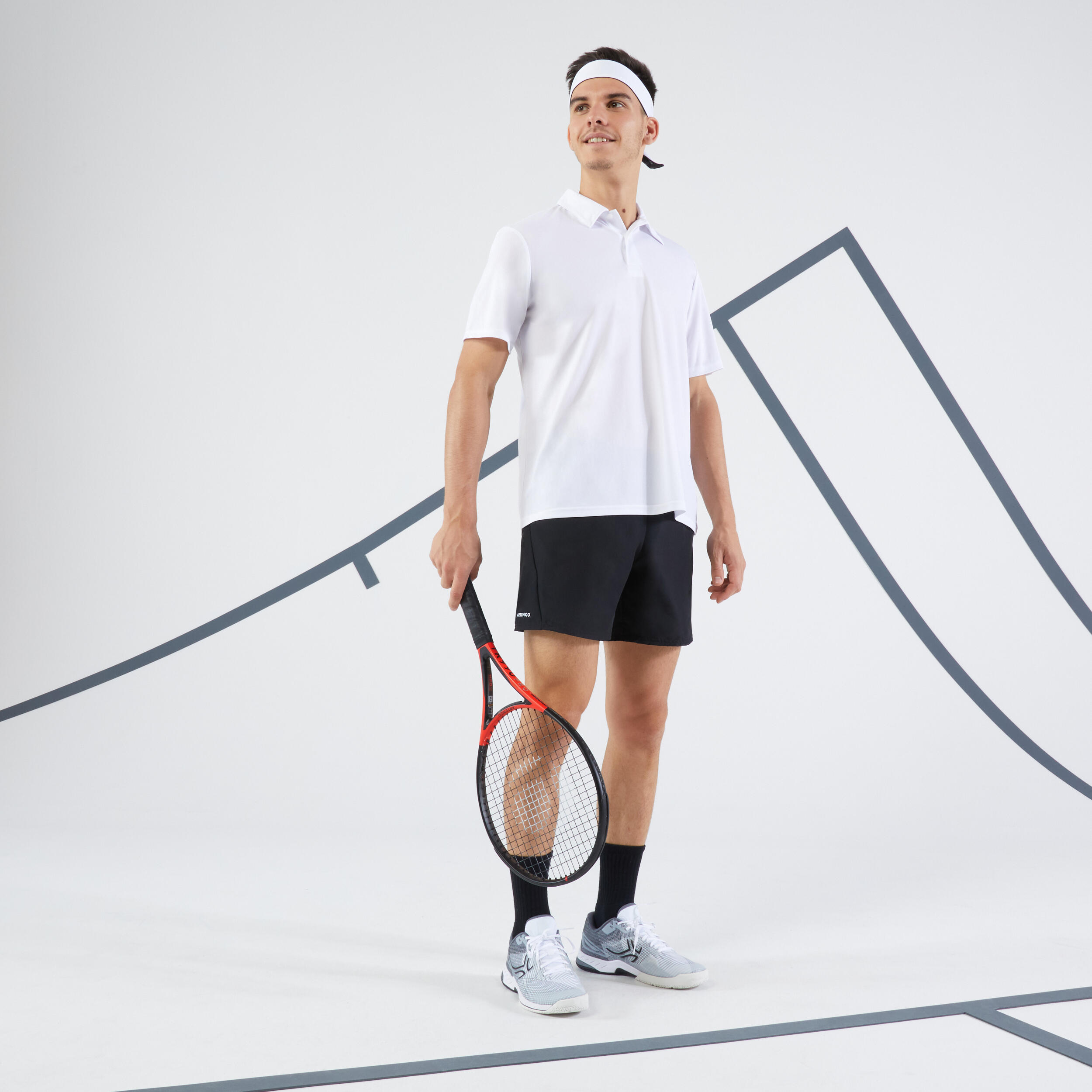 Men's Tennis Short-Sleeved Polo Shirt Essential - Dry 100 White - ARTENGO