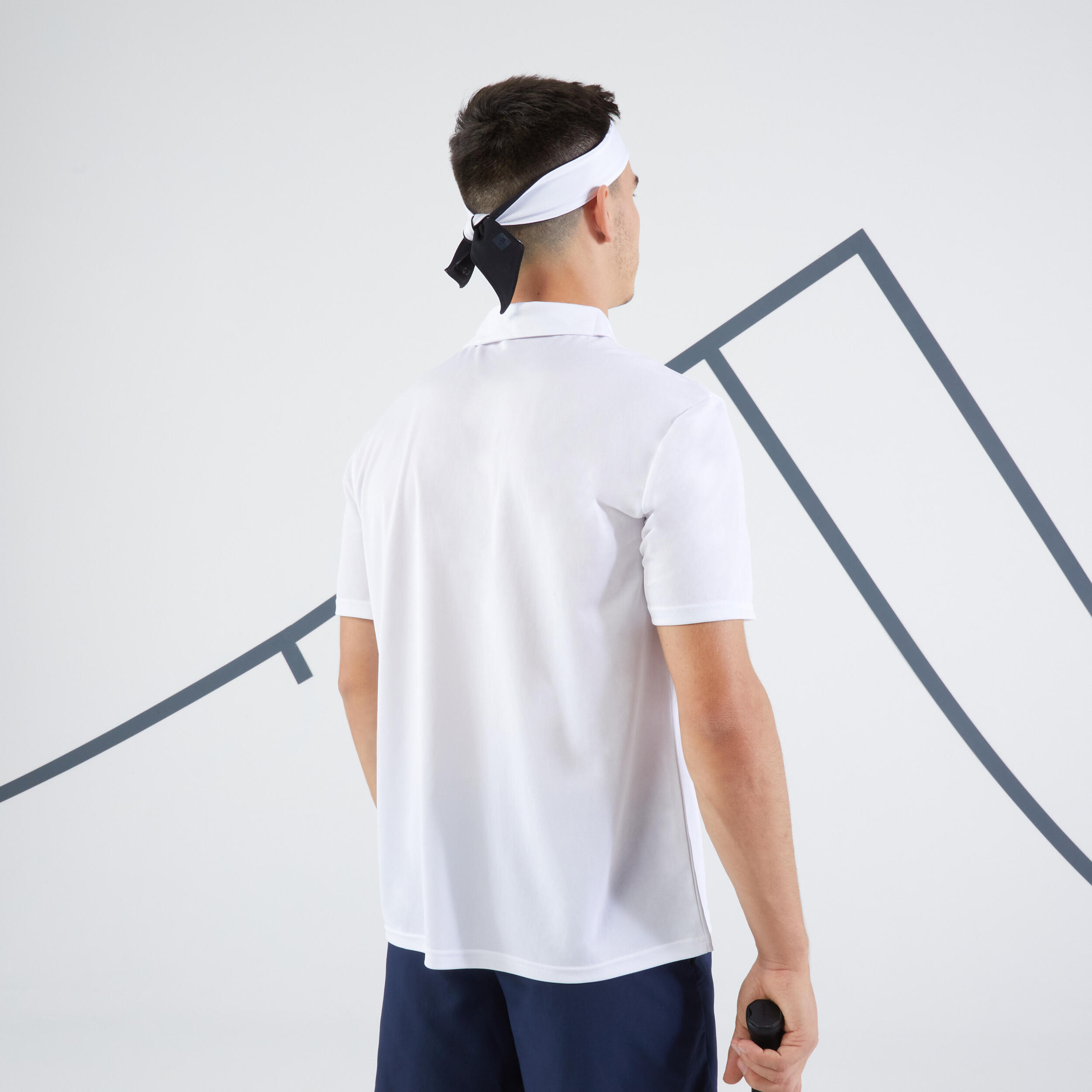 Men's Tennis Short-Sleeved Polo Shirt Essential - Dry 100 White - ARTENGO