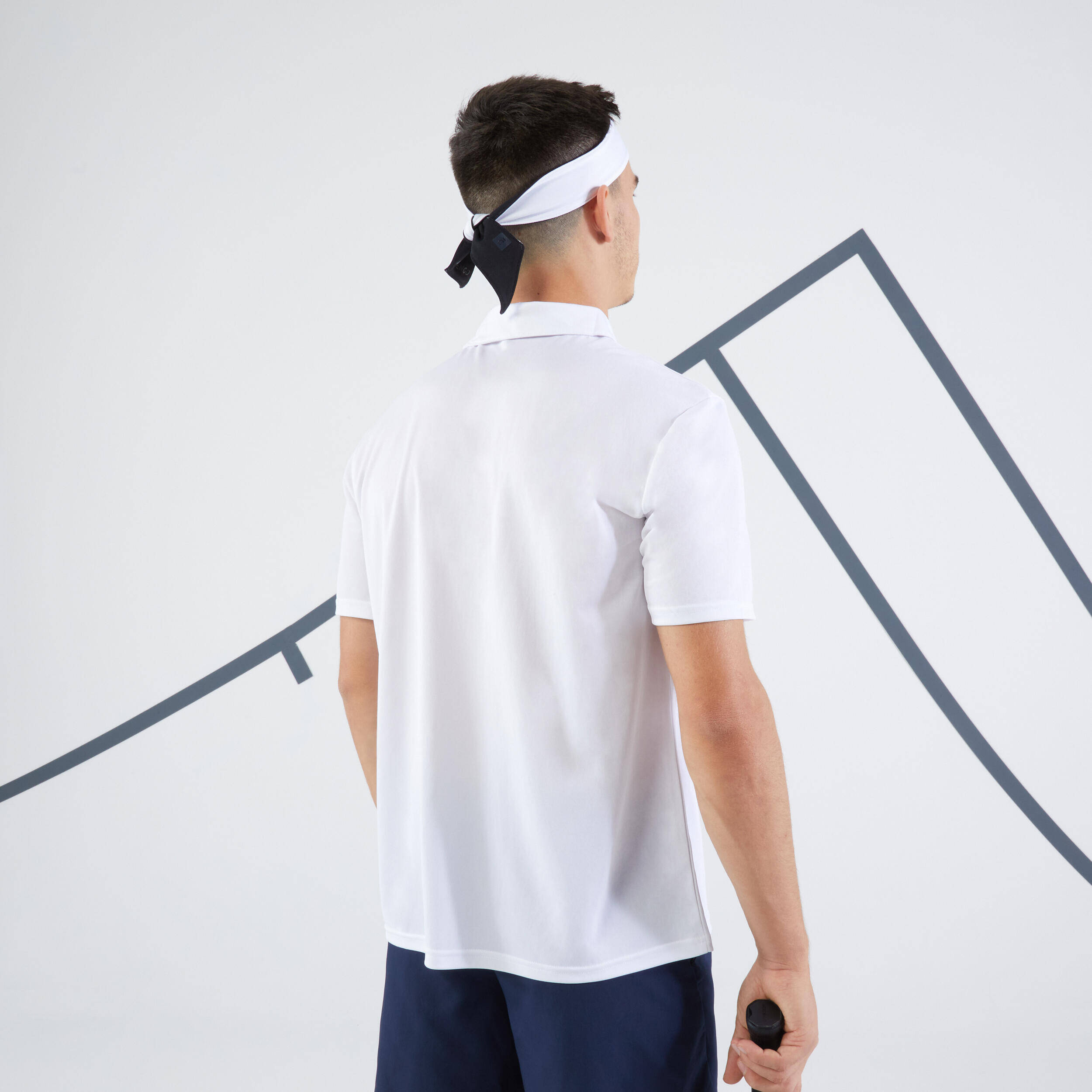 Men Tennis Short Sleeved Polo Shirt Dry 100 White -  2