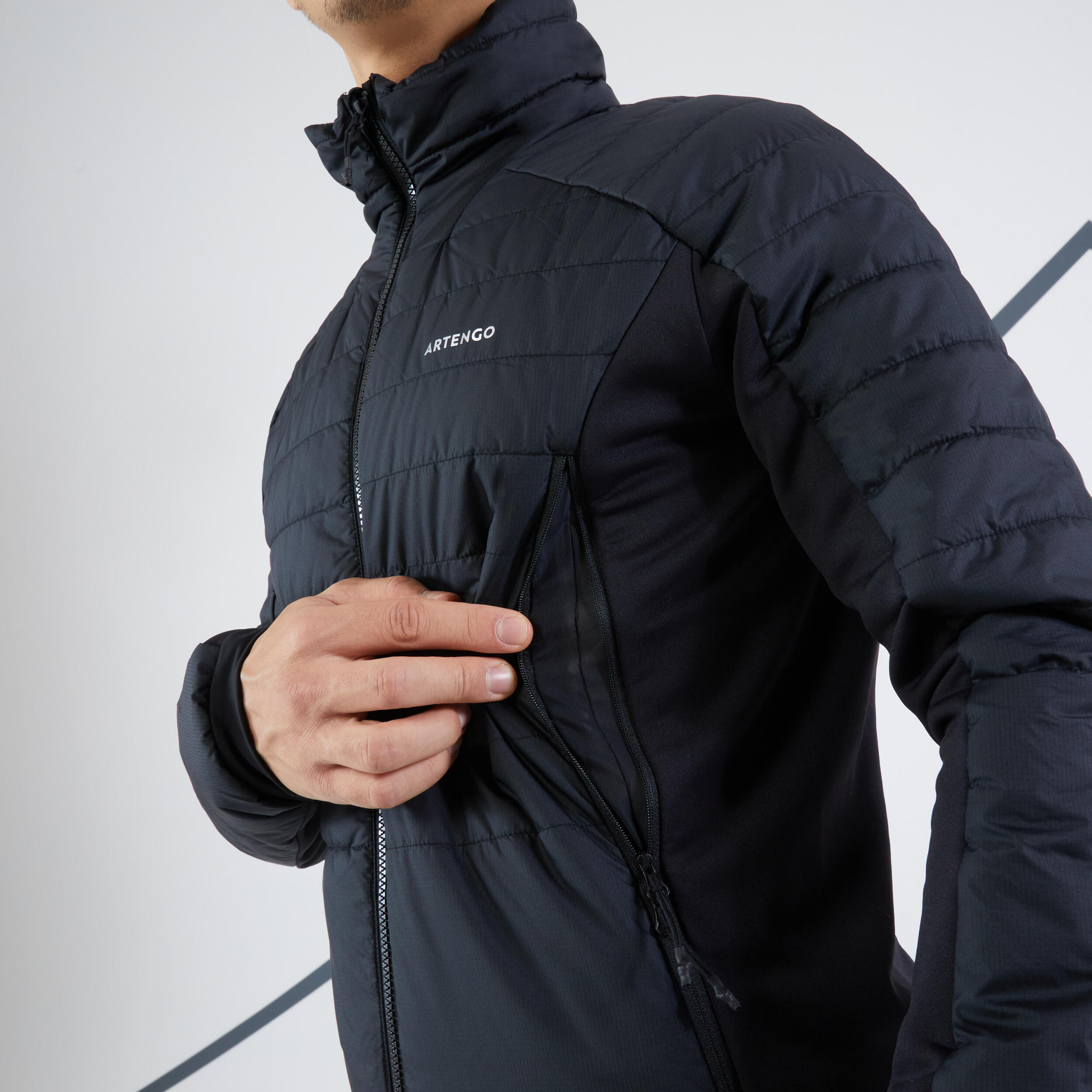 Felpa tennis uomo THERMIC nera 3/7