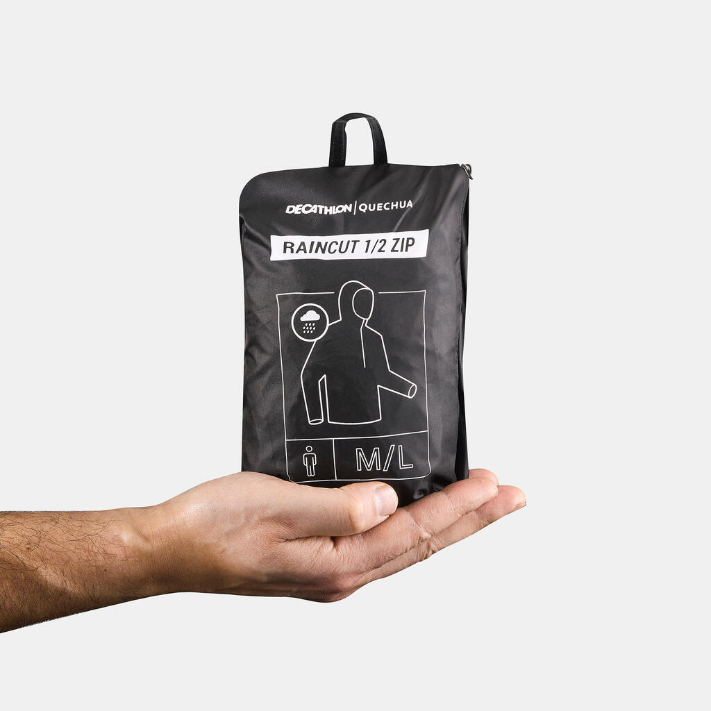 Chaqueta impermeable de senderismo cierre medio para Hombre Quechua  - Negro