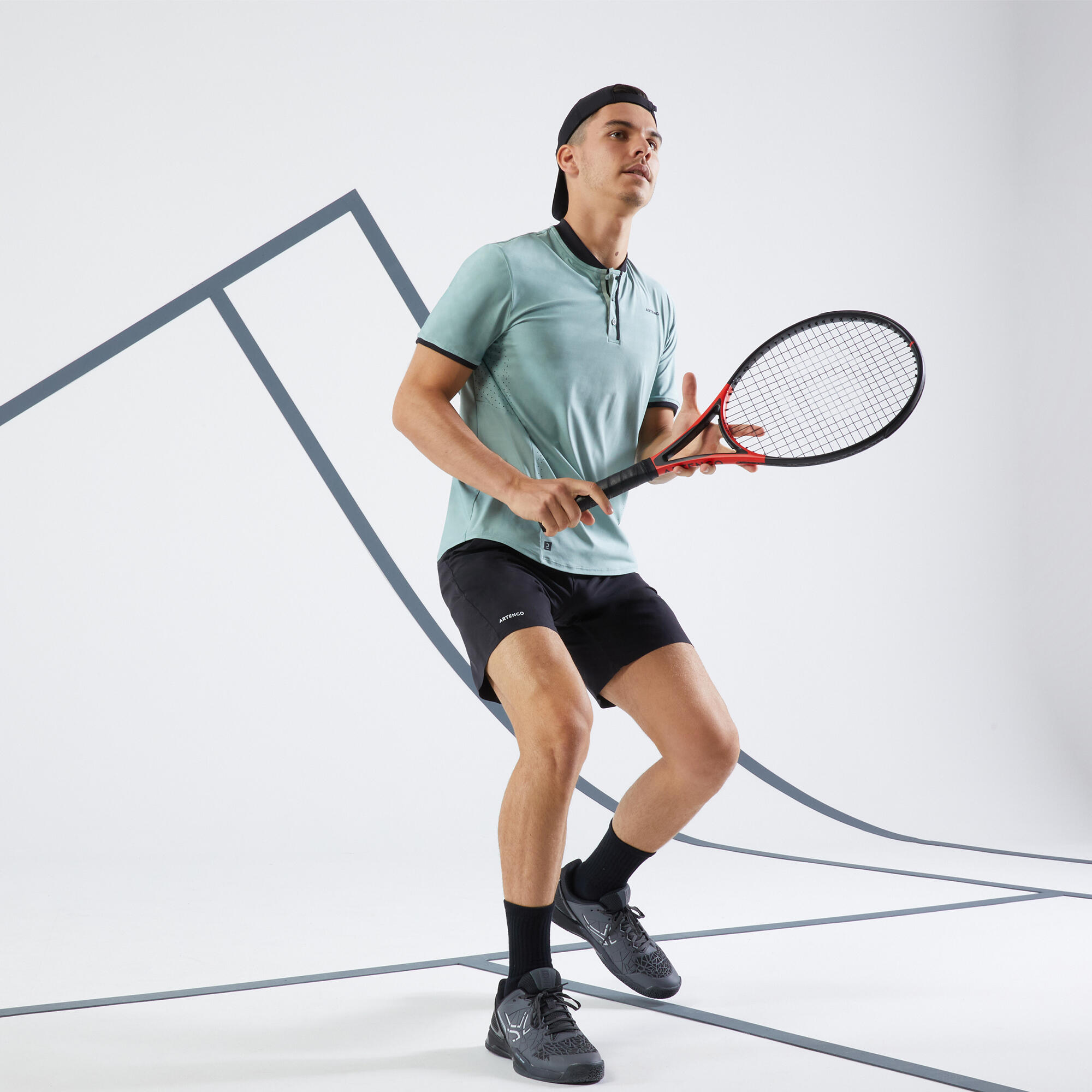 Men's Short-Sleeved Tennis T-Shirt DRY+ - Greyish Green 4/5
