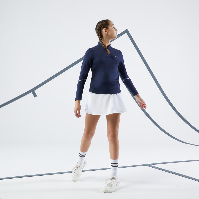 Thermoshirt met lange mouwen voor tennis meisjes 500 marineblauw
