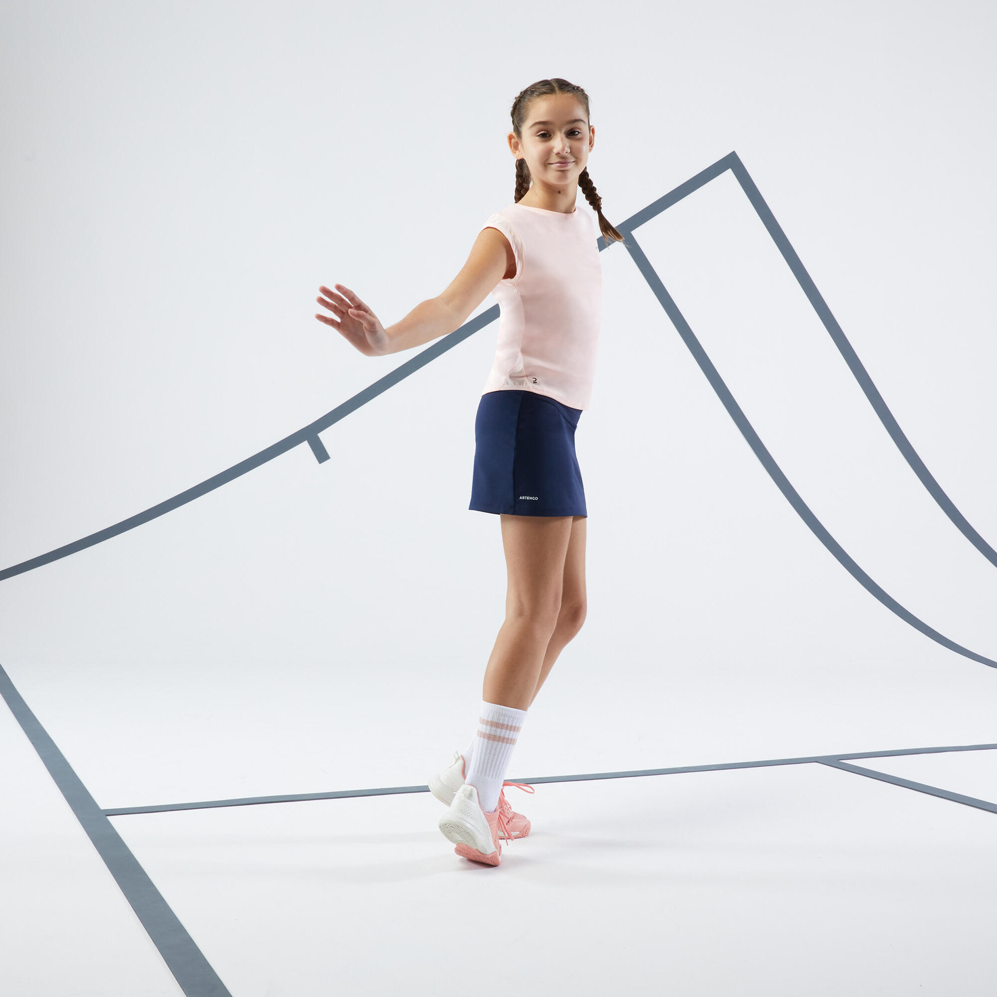 T-shirt de tennis fille - TTS 500 rose - ARTENGO