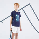 Boys' Tennis T-Shirt Essential - Navy Blue/Yellow