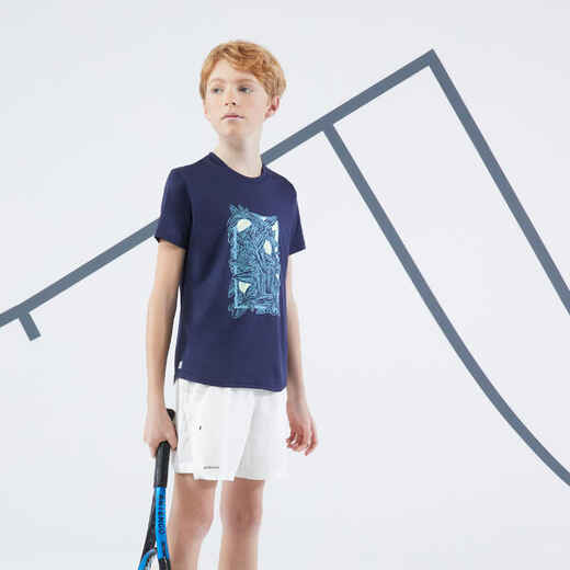 
      Boys' Tennis T-Shirt Essential - Navy Blue/Yellow
  