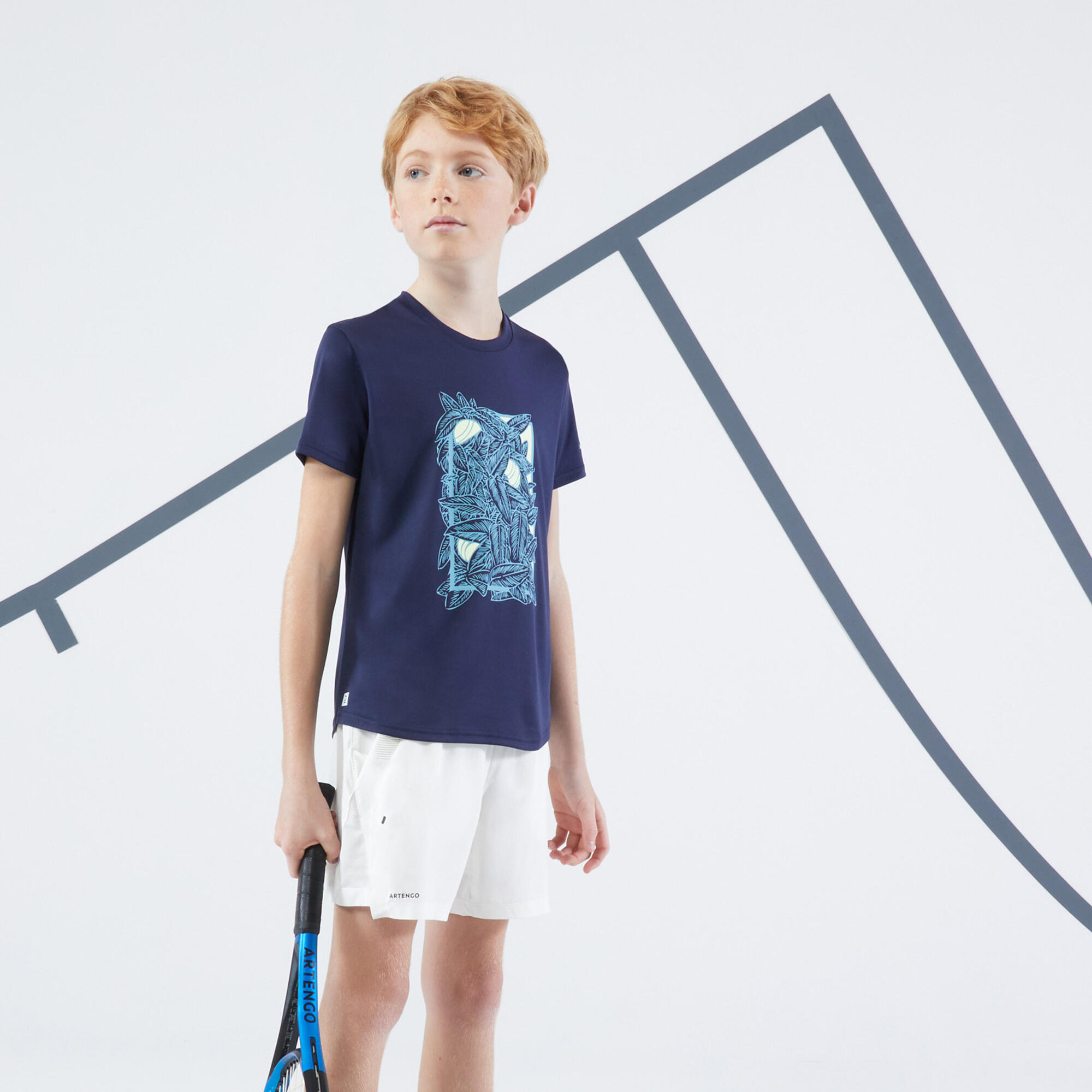 Boy's tennis T-shirt - Essentiel - Navy blue yellow