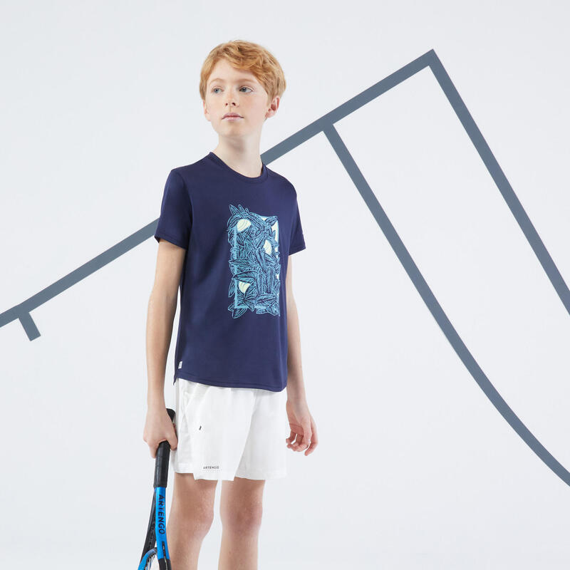 Jungen Tennis T-Shirt - Essentiel marineblau/gelb