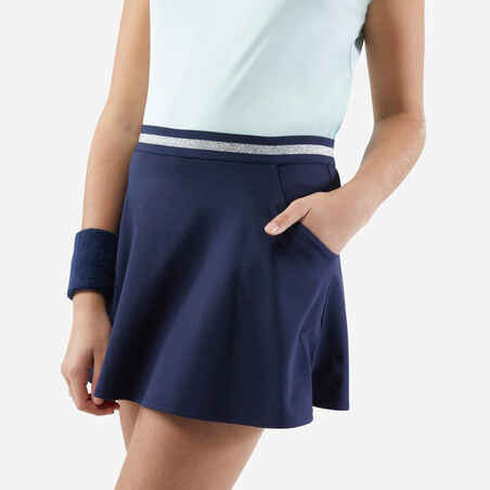 Mergaičių teniso sijonas „Dry“, tamsiai mėlynas