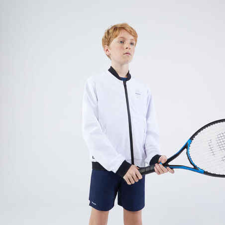 Berniukų tampri lengva teniso striukė „TJK Ergols“, balta