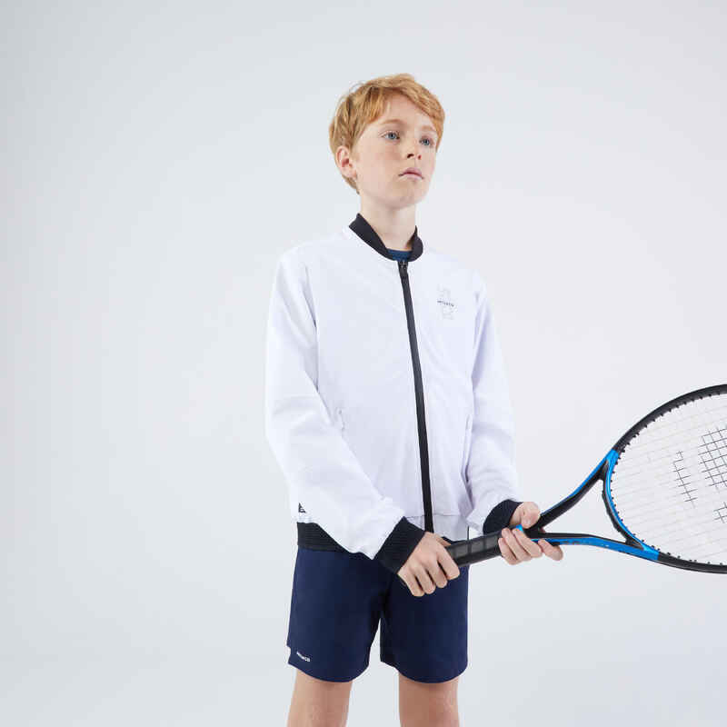 Boys' Stretchy Lightweight Tennis Jacket Ergols - White