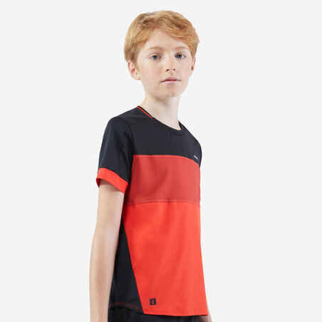Berniukų teniso marškinėliai „TTS Dry“, juodi, raudoni