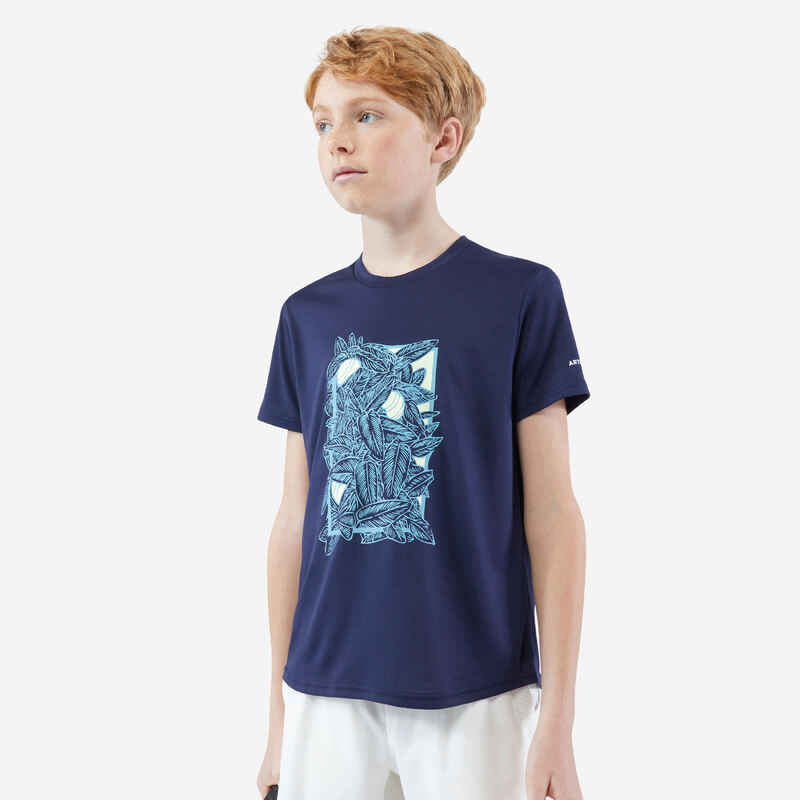 Boys' Tennis T-Shirt Essential - Navy Blue/Yellow