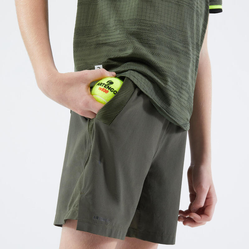 Pantaloncini tennis bambino DRY verde militare
