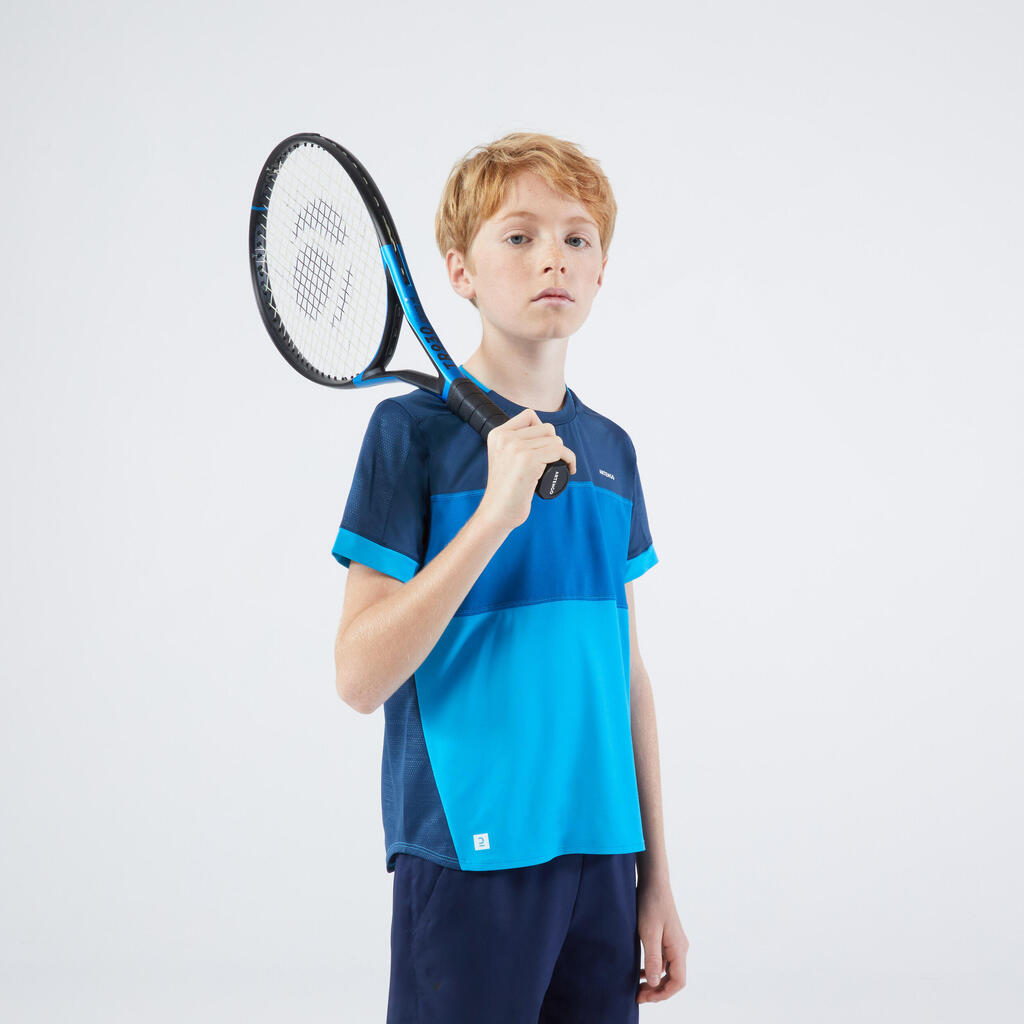 Kinder Tennis T-Shirt - TTS Dry dunkelblau